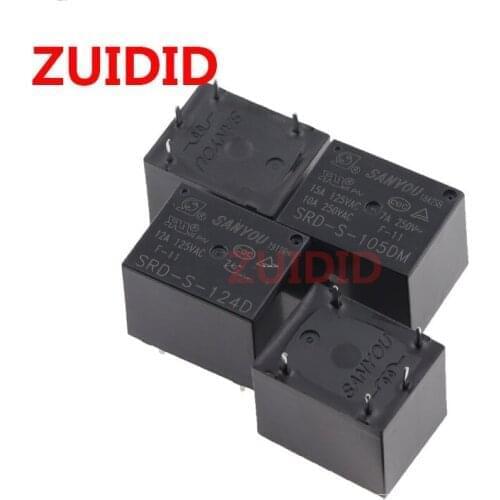 15pcs Relay SRD-S-105DM SRD-S-112DM SRD-S-124DM 250V 10A relay 4 pin relay 5V/12V/24VDC relay