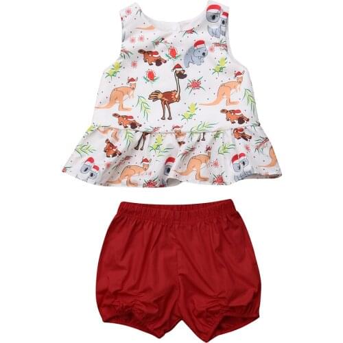 2PCS Cute Toddlers Kids Baby Girl T-shirt Sleeveless Cotton Tops+Pants/Shorts/Dress Outfits Clothes Set Summer