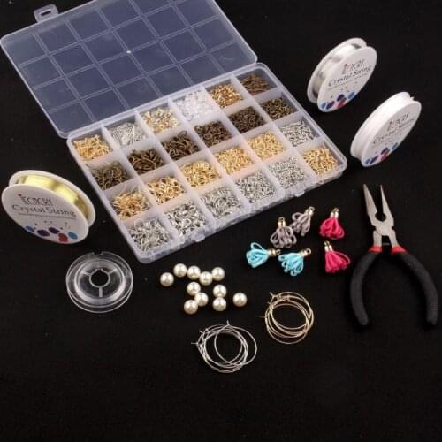 3000 Pieces Jewelry Making Kit with Jump Rings Screw Eye Pin Headpins Lobster Claw Clasps Earring Hooks Backs Plier Kit