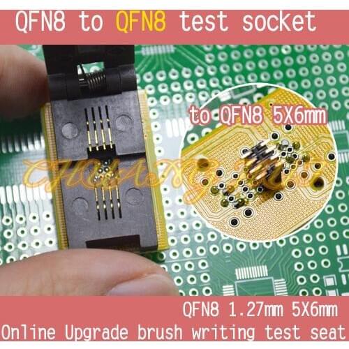 5*6mm QFN8 to QFN8 test socket DFN8 WSON8 MLF8 to QFN8 socket Pitch=1.27mm(5x6mm to 5x6mm)