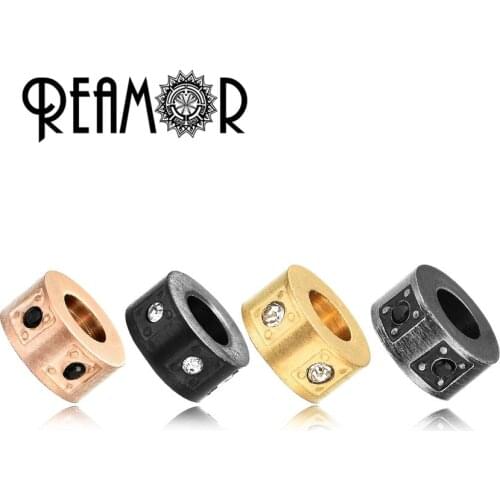 REAMOR Luxury Mixed 4 Colors 5pcs 316L Stainless Steel Round Spacer Beads 1.8mm CNC Zircon Beads For Jewelry Making DIY Bracelet