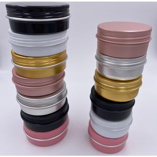 50G 60G Empty White Pink Aluminum Cream Jar Pot Nail Art Makeup Lip Gloss Cosmetic DIY Travel Metal Tea Candy Tins Containers