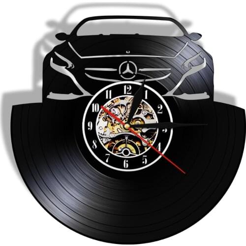 Car Automotive Silent Quartz Vinyl Record Wall Clock Watch LED Lighting Handmade Watch Timepiece Limousine Modern Unique Gift
