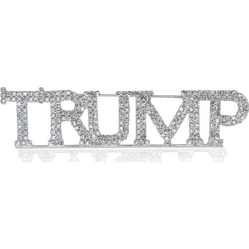 Blingbling Big Size of Crystal "TRUMP" Word Brooch Pin Luxury Handmade Jewelry