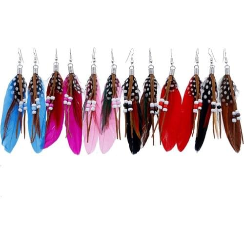 Beads Peacock Feather Earrings Studs Ethnic Women Bohemian Fairy Accessories Leaf Earrings Vintage Charms Jewelry Making