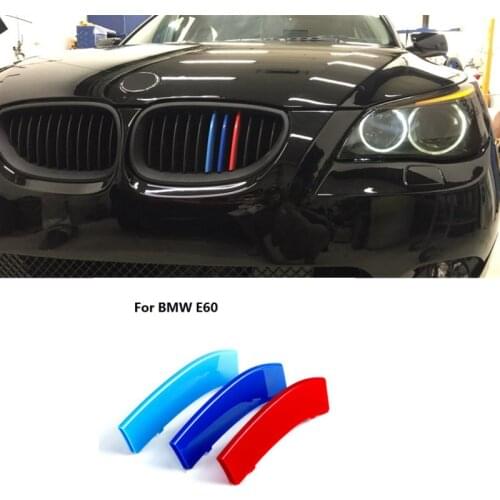 For 2004-2010 BMW 5 Series E60 3D Car Front Grille Trim Sport Strips Cover Stickers Styling Buckle Cover Power Accessories
