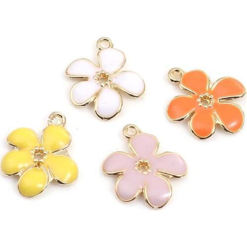 DoreenBeads Zinc Based Alloy Charms Pendant Daisy Flower Series Gold Plated Green Colorful Enamel Pendant Jewelry DIY Findings