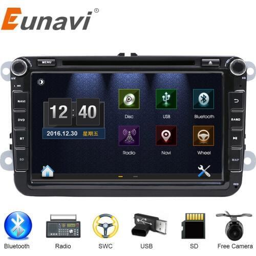 Eunavi 2 DIn Car DVD 8' HD For VW POLO GTI GOLF 5 6 MK5 MK6 JETTA PASSAT B6 Touran Sharan With GPS Navigation Radio RDS