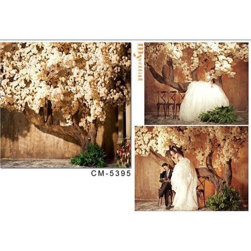 Photography Background Big Tress With Beautiful Flowers Wedding Photo Shoots for Photo Studio Real Professional Background