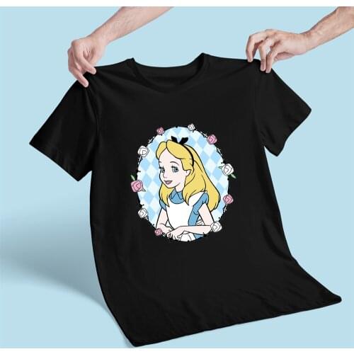 Disney Alice in Wonderland T Shirt Kids Fashion Graphic Cute Tee Top Aesthetic Kawaii Children Black T-shirt Dropship