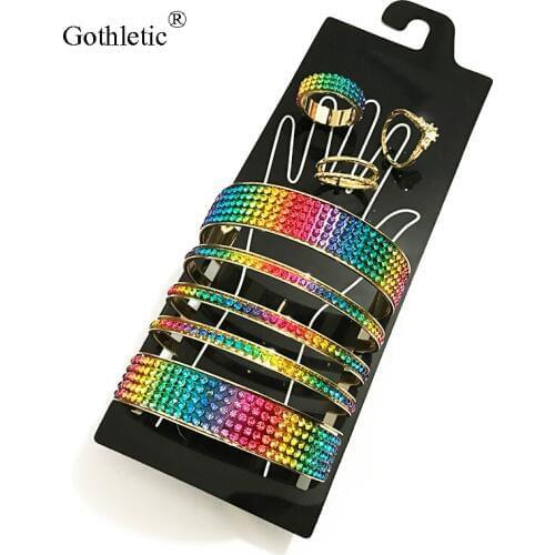 Gothletic Gold Color Wide Open Metal Cuff Slave Bracelets & Bangles Finger Ring Hand Harness Fashion Jewelry 2019 NEW