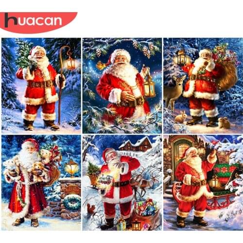 HUACAN 5D DIY Diamond Embroidery Santa Claus Full Square Diamond Painting Christmas Mosaic Rhinestone Home Decoration