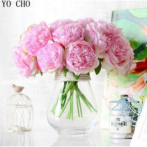 Artificial Bouquet Silk Peony Flowers for Decor Small Fake Peony Flower Wedding Bouquet Autumn Faux Flores Table Hotel DIY Decor