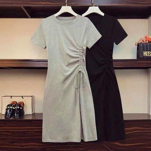 Summer Nightgowns For Women Fat Mm Temperament Drawstring Mid-Length Dress Covered Belly Home Clothes Plus Size Nightshirt L-4XL
