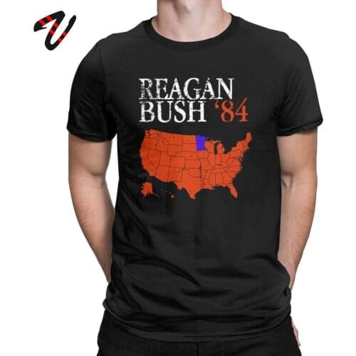 100% Cotton Men T Shirt Distressed Reagan Bush '84 T-shirt Ronald George Presidential Election Republican Tees Plus Size Tops