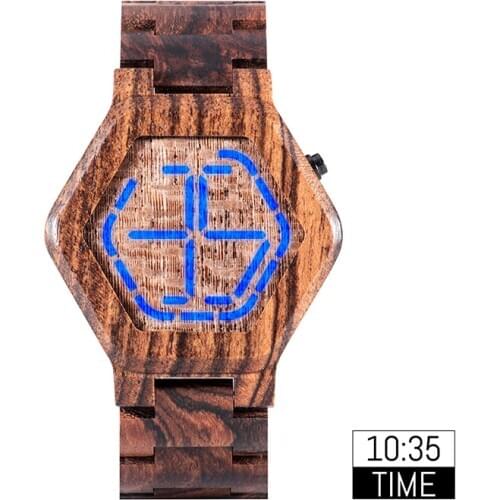 BOBO BIRD montre homme LED Wood Mens Watches Digital Watch Men Night Vision Calendar Quartz Wristwatch Minimal Time Display
