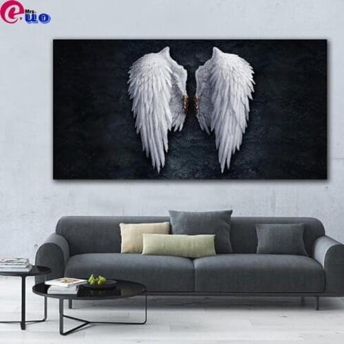 Full Square/Round Drill 5D DIY Diamond Painting " Black and White Angel Wings Wall Big Size Pictures" 3D Diamond Embroidery