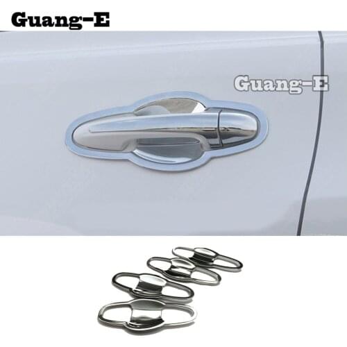 For Toyota RAV4 2014 2015 2016 Auto Car Body Styling Detector Trims ABS Chrome External Door Bowl Stick Lamp Frame 8pcs