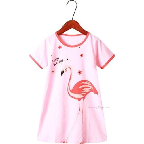 Girls Pajamas Dresses Children Cartoon Nightdress Kids Cartoon Dressing Gown 100% Cotton Pajamas Baby Sleepwear Summer Nightgown
