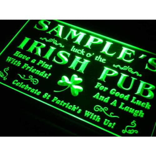 Qv-tm Name Personalized Custom Luck o' the Irish Pub St Patricks Neon Light Light Sig