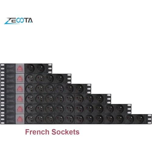 PDU Power Strip Distribution Unit Sockets Network Cabinet Rack Electric French Plug Outlets Dual Break Switch 2m Extension Cord