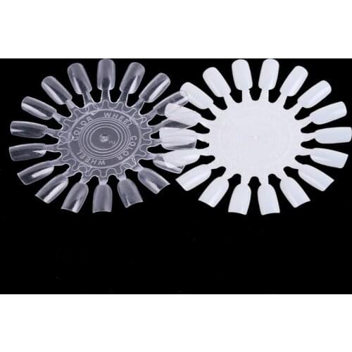 Sale Hot 1PCS New Natural Clear Fake Nail Art Display Wheel Design For Beauty Nails Tool Set Beautiful Art 18 Grid Swatches