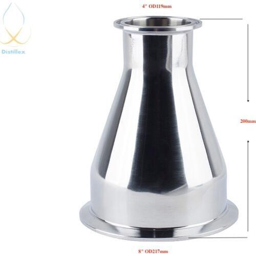 4"OD 119mm x 8" OD217mm Reducer .Sanitary Steel 304 . Height 200mm