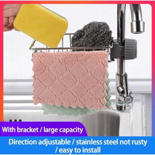 Adjustable Sink Drain Rack Sponge Storage Faucet Holder Soap Drainer Shelf Basket Organizer Kitchen Bathroom Accessories