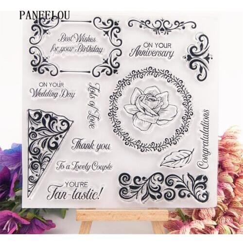PANFELOU Romantic lace Transparent Silicone Rubber Clear Stamps cartoon for Scrapbooking/DIY Easter wedding New year album
