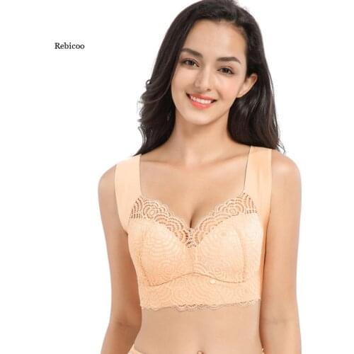 Sexy Womens Push Bra Bra Wire Free Lace Bras Plus Size Vest Lingerie Thin Cup Brassiere Underwear Plus Size