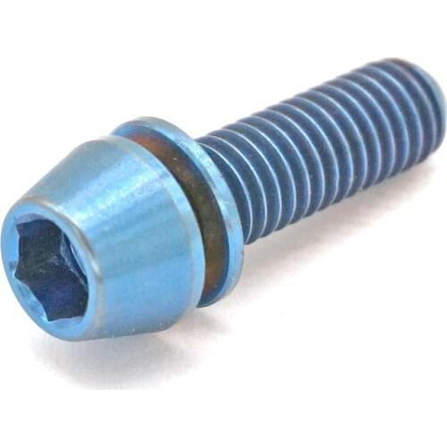 LOT 4 M6 x 20mm Blue TC4 GR5 Titanium Alloy Allen Hex Screw Taper Cone Head Bolts With Washer For Bicycle
