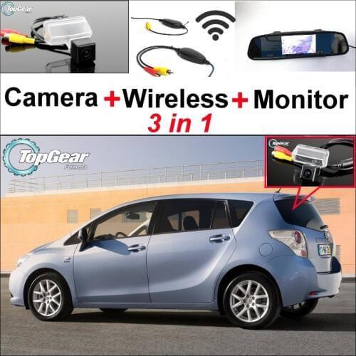 3 in1 Special Camera + Wireless Receiver + Mirror Monitor Easy DIY Back Up Parking System For TOYOTA Verso EZ