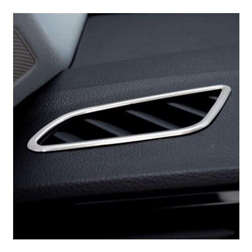 Car Styling For Audi Q3 2019 LHD Stainless Steel Dashboard Air Conditioner Outlet Frame Decoration Stickers Cover Trim