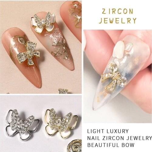 Japanese Style Light Luxury Bowknot Nail Art Micro-inlaid Rhinestone Bow Tie Butterfly DIY Professional Nail Art Decoration Tool