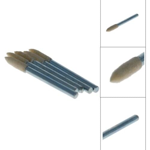 Utoolmart 5/10/15pcs Peach Tip Type Grinding Heads 3x3 3x4 3x5 3x6 mm/inch Australian Wool Carbon Steel Nickel Plating Handle