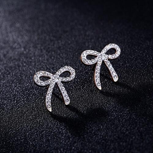 Korea Fashion Bowknot Stainless Steel Stud Earring Gold Color Fadeless Ear Studs Aretes De Mujer Modernos 2018 Dropshipping