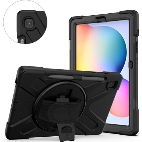 360 Rotation Wrist Strap Case for Samsung Galaxy Tab S6 Lite 10.4 2020 P610/P615/SM-P615 Kids Safe Durable Cover+Pen