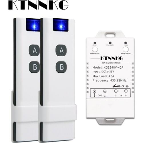 Wireless Remote Switch,A/DC 12V/24V/36V/ 40ARelay RF Remote Control Light Switches for Pump Security Systems etc with
