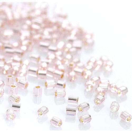 DoreenBeads Japanese Glass Seed Beads Hexagon Pink Silver Color Center Round About 2x2mm, Hole: 0.8mm, 10 Grams(140 PCs/Gram)