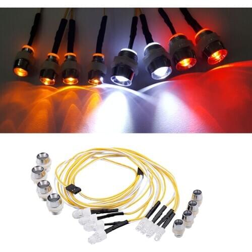 5mm/8mm LED Light Bright 2 Red & 2 White & 4 Yellow Lamp 3-9V for 1/5 1/8 1/10 1/12 1/16 RC Car Decor