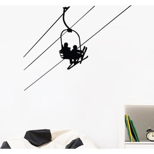 Winter Sports Ski Wall Decals Skier On Ski Lift Vinyl Wall Sticker Art Decor
