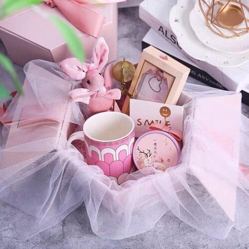 1 Set Birthday Gift for Girlfriend Boyfriend Valentines Day Ceramic Cup Gift Box Bag Doll Return Christmas Gifts