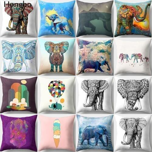 Hongbo 1 Pcs Colorful Elephant Throw Pillow Cushion Cover Car Home Sofa Decorative Pillowcase Christmas Decorations