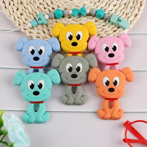 Kovict 1pc Baby Silicone Teether Cartoon Dog Food Grade BPA Free DIY Food Grade Necklace Accessories Chewable Nursing Toys