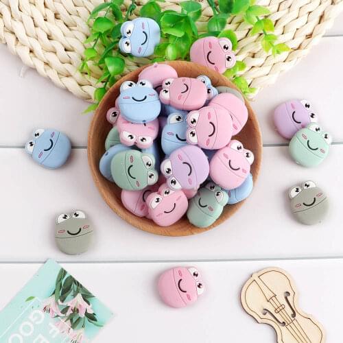 Kovict 10pcs Frog Silicone Beads Baby Silicone Teethers Food Grade Pacifier Pendant Baby Products Chewable Nursing Toys