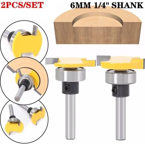 2Pc 6mm Shank "T" Type Bit With Bearing Wood Router Bit Cutter Woodworking