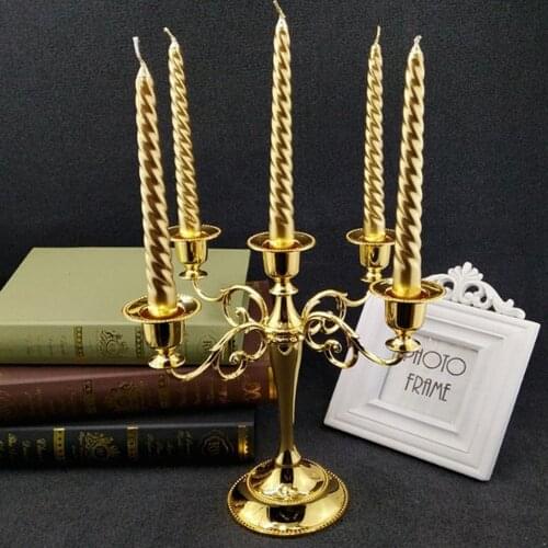 2pcs Twisted Spiral Christmas Taper Wax Candle Candlelight Dinner Decor Gold