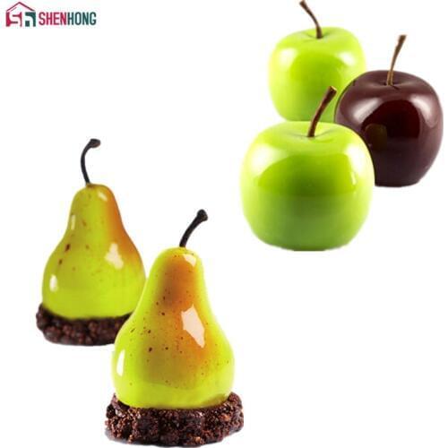 SHENHONG Apple And Pear Fruit 3D Mousse Mold Silicone DIY Mould Cupcake Cookie Muffin Soap Moule Baking Tools