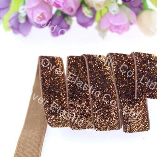 50 yards 5/8'' 16mm #B-534 glitter elastic metallic velvet ribbon