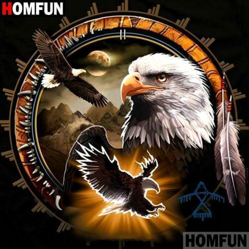 HOMFUN 5D DIY Diamond Painting Full Square/Round Drill "Animal eagle" 3D Embroidery Cross Stitch gift Home A09201